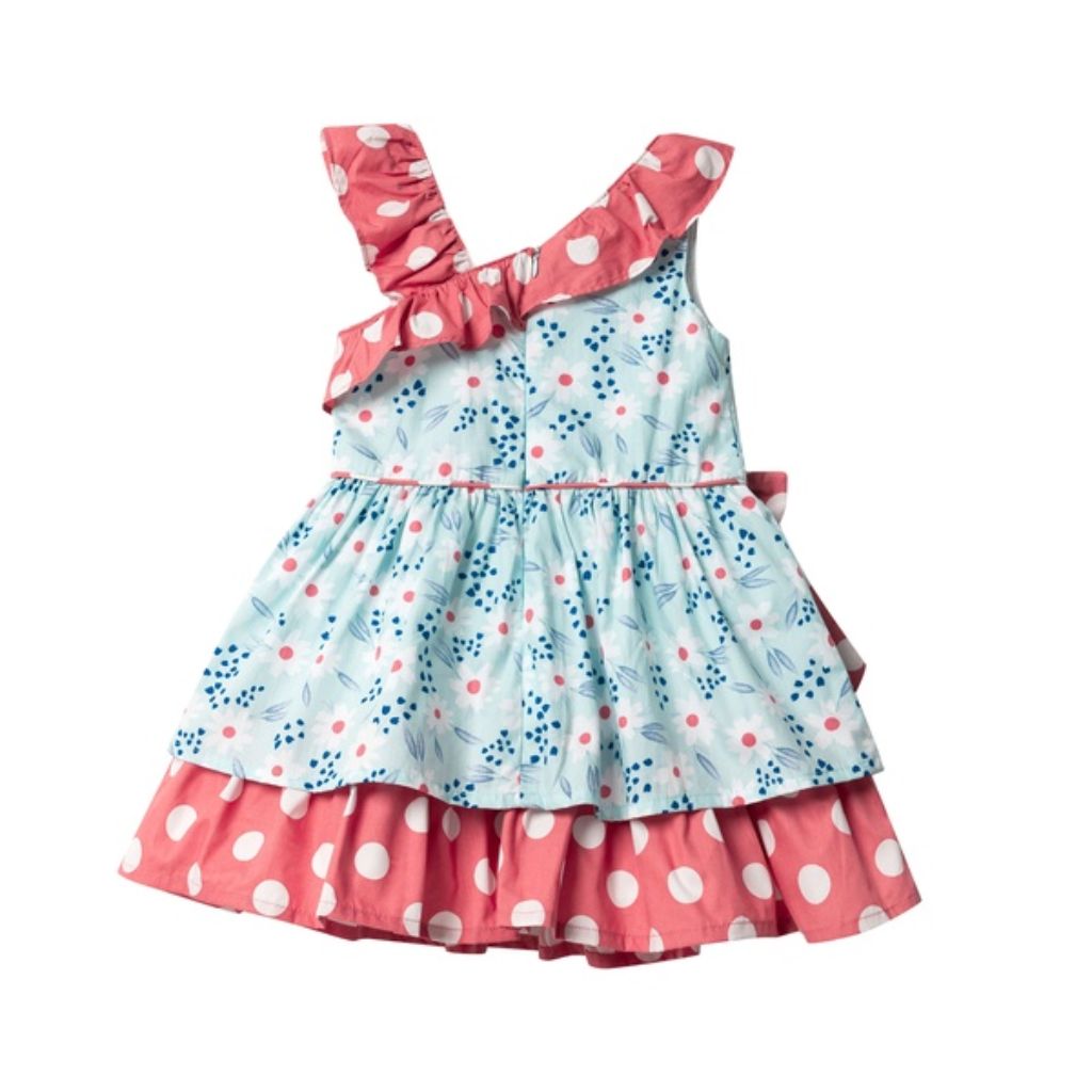 VESTIDO NIÑA FLORES Y LUNARES - Menta Moda Infantil