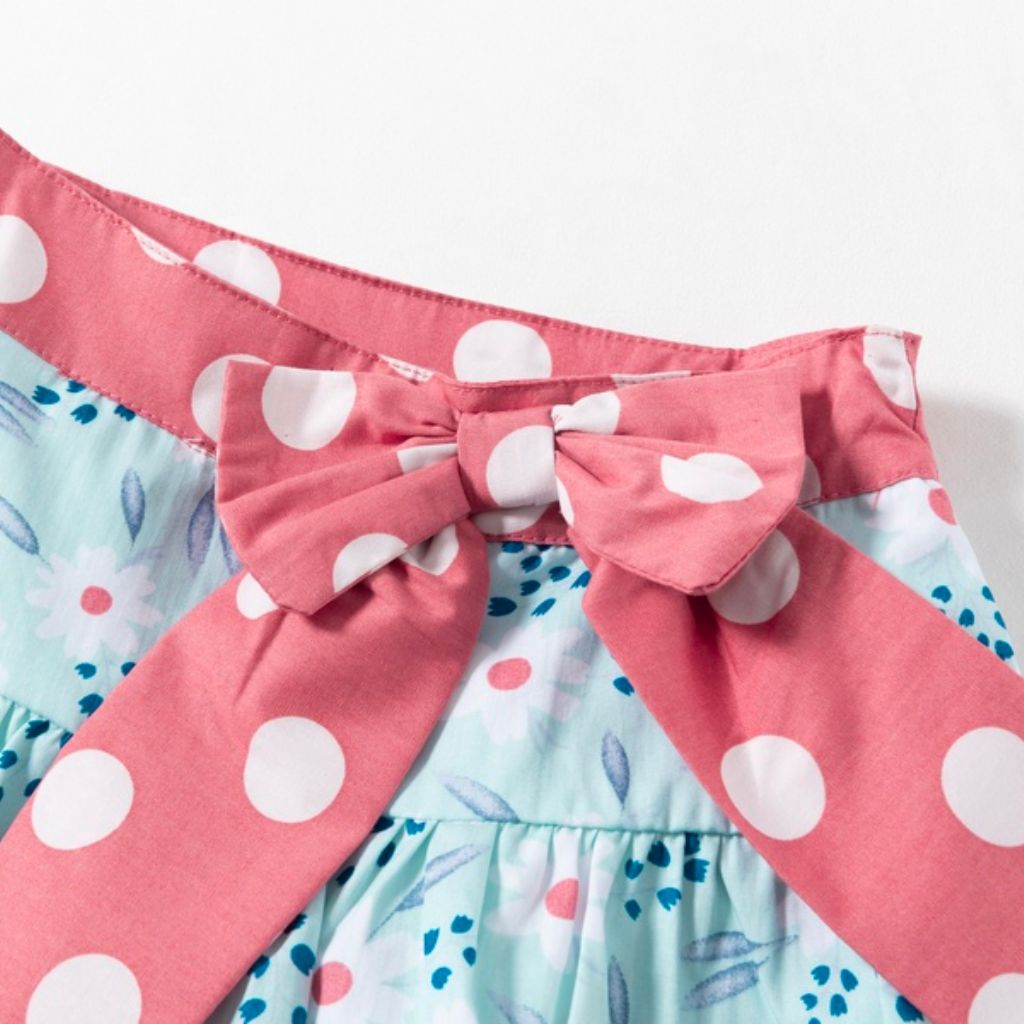 CONJUNTO NIÑA FLORES Y LUNARES - Menta Moda Infantil