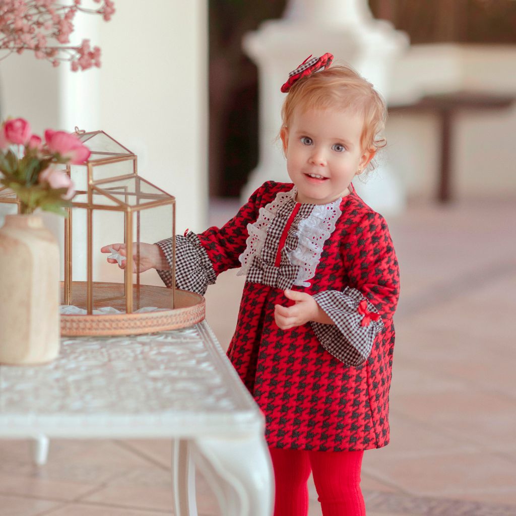 CONJUNTO BEBE NINO PATA DE GALLO ROJO