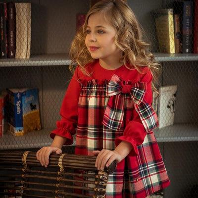 NINA LARGA CUADROS ROJOS FAMILIA NOEL - Moda Infantil